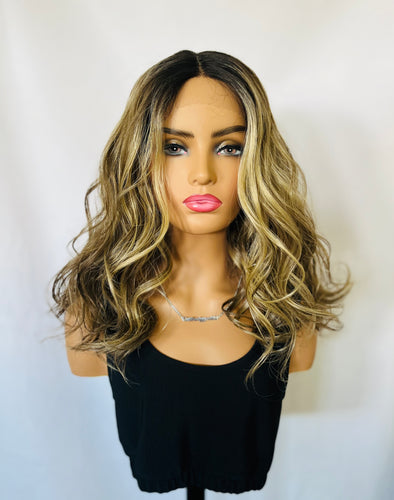 “Winnie” - Classy & Cute Ombre Brown or Blonde Mix Premium Fiber Lace Front Wig for Daily Wear & Events