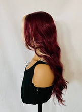 Load image into Gallery viewer, “Berry Nice” - Long Berry &amp; Blonde Color Premium Fiber Lace Front Wig - Daily Wear/ Dance/Wedding/Event Wig 🍓🤍