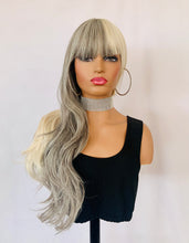 Load image into Gallery viewer, “Sugar &amp; Spice” - Long Blonde &amp; Grey Synthetic Wig with Bangs for Events/Cosplay/Gaming…