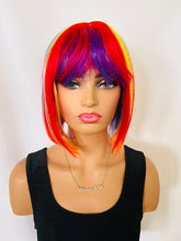 Load image into Gallery viewer, “Happy” - Short Rainbow Color Wig with Bangs for Pride/Cosplay and Events 🌈 - Clearance