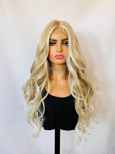 “Tanner” - Long Blonde Mix Color Premium Fiber Lace Front Wig for Daily Wear/Weddings/Events
