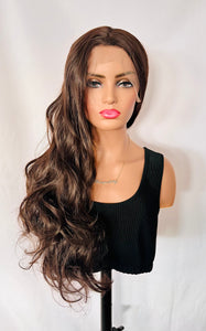 “Elise” - Long Dark Brown Premium Fiber 13x3 Lace Front Canada Wig for Daily Wear/Cosplay/Drag