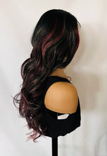 Load image into Gallery viewer, “Raven” - Premium Fiber Lace Front TPart Wig in Black/Red/Blonde Color Mix for Daily Wear, Goth, Burlesque Events &amp; More!