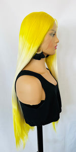 “Lemonella” - Long Straight 26” Lemon Vanilla Color 13x3 Premium Fiber Lace Front Wig / Its a Drag 💋