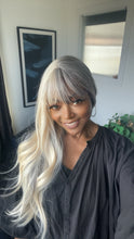 Load image into Gallery viewer, “Sugar &amp; Spice” - Long Blonde &amp; Grey Synthetic Wig with Bangs for Events/Cosplay/Gaming…