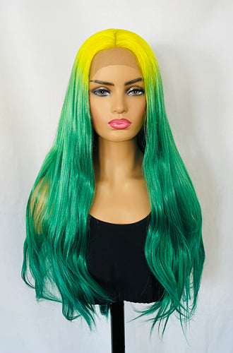 “Tarty for the Party” - Long Straight Lemon Lime Color Premium Synthetic 13x3 Lace Front Wig/ It’s A Drag 💋