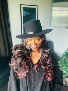 “Raven” - Premium Fiber Lace Front TPart Wig in Black/Red/Blonde Color Mix for Daily Wear, Goth, Burlesque Events & More!
