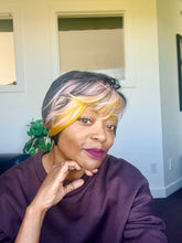 Load image into Gallery viewer, “Melvina” - Very Pretty Short Black Auburn Blonde Mix or Black Pink Blonde Mix Synthetic Wigs for Daily Wear or Events