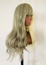 Load image into Gallery viewer, “Sugar &amp; Spice” - Long Blonde &amp; Grey Synthetic Wig with Bangs for Events/Cosplay/Gaming…