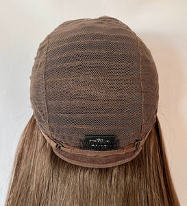 “Meggan” - Long Brown or Blonde Mix Premium Fiber Straight Wig with Bangs