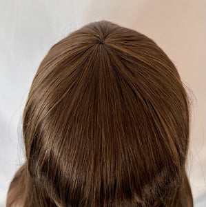 “Meggan” - Long Brown or Blonde Mix Premium Fiber Straight Wig with Bangs