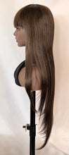Load image into Gallery viewer, “Meggan” - Long Brown or Blonde Mix Premium Fiber Straight Wig with Bangs