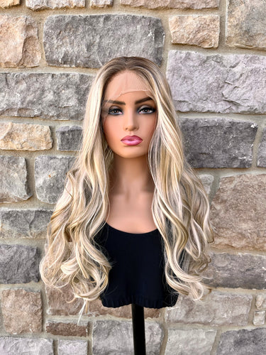 “Only For You” - Ash Blonde Balayage Premium Fiber 13x3 Lace Front Wigs for Daily Wear/Drag Queens/Events