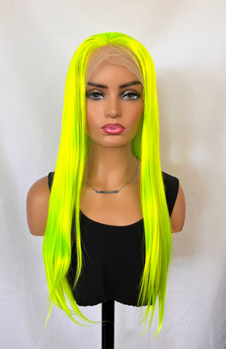 “Neon Lites” - Neon Green 13x3 Versatile Lace Front Synthetic Wig  for Drag Queens, Cosplay, Gaming & Events