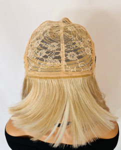 “Meggan” - Long Brown or Blonde Mix Premium Fiber Straight Wig with Bangs