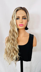 “Charlise” - Long Ash Pearl Blonde  Premium Fiber 13x3 Lace Front Canada Wig for Daily Wear/Events