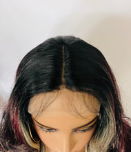 Load image into Gallery viewer, “Raven” - Premium Fiber Lace Front TPart Wig in Black/Red/Blonde Color Mix for Daily Wear, Goth, Burlesque Events &amp; More!