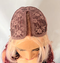 Load image into Gallery viewer, “Berry Nice” - Long Berry &amp; Blonde Color Premium Fiber Lace Front Wig - Daily Wear/ Dance/Wedding/Event Wig 🍓🤍