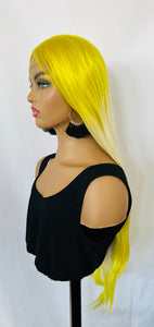 “Lemonella” - Long Straight 26” Lemon Vanilla Color 13x3 Premium Fiber Lace Front Wig / Its a Drag 💋