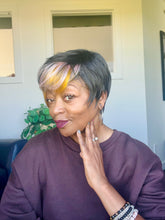Load image into Gallery viewer, “Melvina” - Very Pretty Short Black Auburn Blonde Mix or Black Pink Blonde Mix Synthetic Wigs for Daily Wear or Events