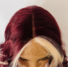 Load image into Gallery viewer, “Berry Nice” - Long Berry &amp; Blonde Color Premium Fiber Lace Front Wig - Daily Wear/ Dance/Wedding/Event Wig 🍓🤍