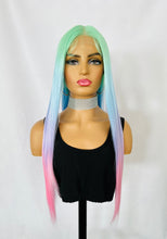 Load image into Gallery viewer, “Stardust” - 28” Long Straight Pastel Unicorn Color Lace Front Wig for Events/Cosplay/DailyWear/Drag Queens