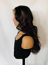 Load image into Gallery viewer, “Raven” - Premium Fiber Lace Front TPart Wig in Black/Red/Blonde Color Mix for Daily Wear, Goth, Burlesque Events &amp; More!