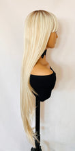 Load image into Gallery viewer, “Meggan” - Long Brown or Blonde Mix Premium Fiber Straight Wig with Bangs
