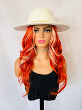 Load image into Gallery viewer, “Tangerine Dream” - 24” Orange &amp; Blonde Premium Fiber Lace Front TPart Wig - Event/Cosplay/Drag Wig 🧡🤍