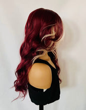 Load image into Gallery viewer, “Berry Nice” - Long Berry &amp; Blonde Color Premium Fiber Lace Front Wig - Daily Wear/ Dance/Wedding/Event Wig 🍓🤍