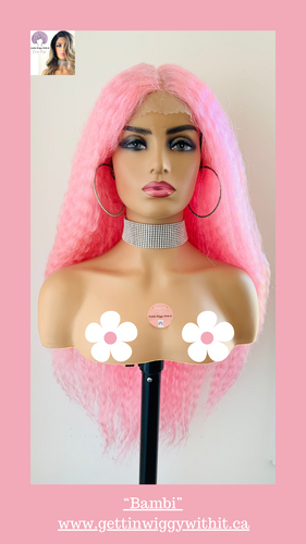 “Bambi” - Long Pink or White Premium Fiber Lace Front Twisted Loc Style Wig for Events/Barbie/Cosplay..💗
