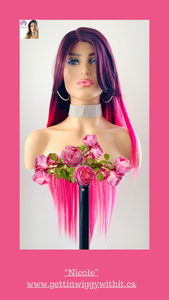 "Nicole" - 30" Long Straight Lace Front Synthetic Colorful Wig