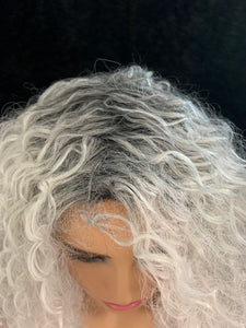 "Graycee" - “Put On & Go” Ombre Pearl Grey Premium Synthetic 16” Curly Wig