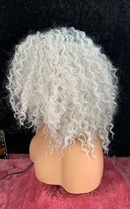 "Graycee" - “Put On & Go” Ombre Pearl Grey Premium Synthetic 16” Curly Wig