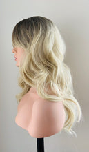 Load image into Gallery viewer, &quot;Jasmin&quot; - 22&quot; Ombre Light Blonde Long Wavy Synthetic Wig with Bangs