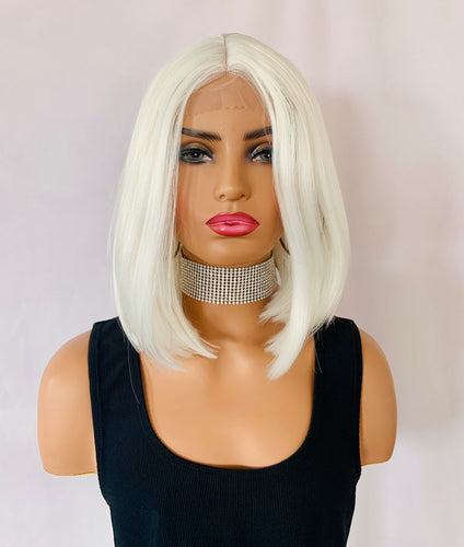 “Dove” - Fun & Classy 12” White Lace Front Synthetic Wig for Daily Wear/Events/Cosplay/Drag💄