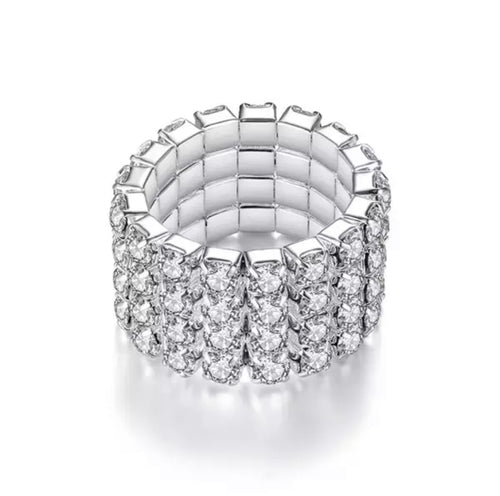 “Star” 4 Row Expandable Rhinestone Crystal Ring/Jewelry/Accessories