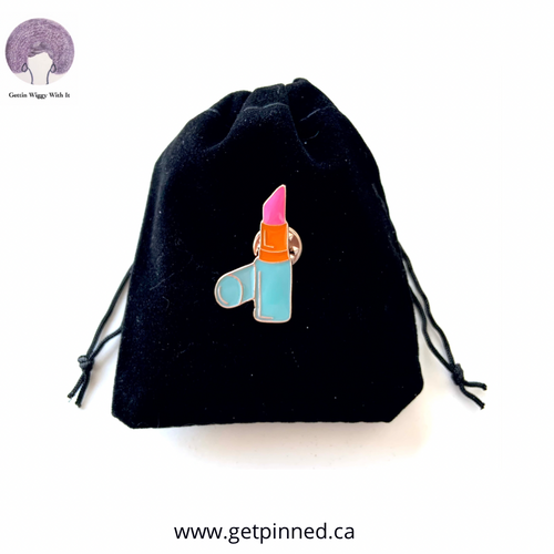 “Stick it” - Blue & Pink Lipstick Enamel Pin/Brooch