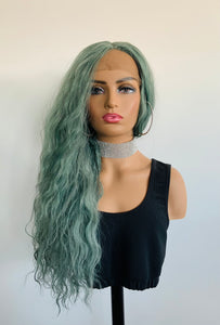 “Brooklyn” - 26” Pearl Green Premium Fiber Lace Front Wig for Daily Wear/Events…