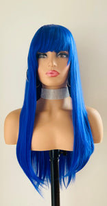 Clearance “Brandi” - 24” Long Straight Synthetic Wig w Bangs for Cosplay/Gaming/Events