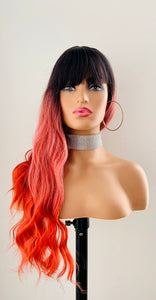 “Coco” - 20”-24” Long Wavy Synthetic Wig with Bangs