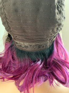 “Maggie” - 12” Asymetrical Magenta 13x2.5 Lace Front Synthetic Wig