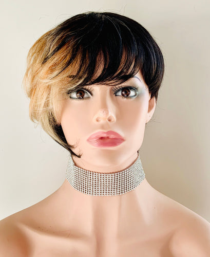 “Melvina” - Very Pretty Short Black & Auburn Blonde Synthetic Wig for Daily Wear or Events