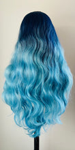 Load image into Gallery viewer, “Brooke” - 28” Long Blue Loose Curl Premium Fiber Lace Front Wig for Gaming/Drag/Cosplay