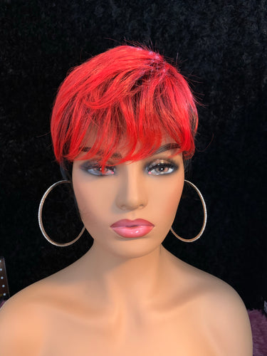 “Fierce” - Short Red & Black Synthetic Wig for Daily Wear & Events 👠