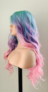 “Arielle” - 28” Pastel Unicorn  Color 13x4 Lace Front 360 Premium Fiber Wig for Cosplay/Drag…