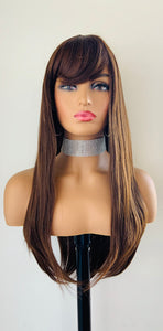 Clearance “Brandi” - 24” Long Straight Synthetic Wig w Bangs for Cosplay/Gaming/Events