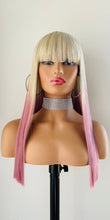 Load image into Gallery viewer, “Gabrielle” - Clearance - 18” Ombre Colored Straight Synthetic Wig with Bangs