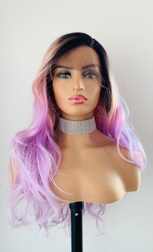 “Gypsy Rose ” - 26” Pink Coral Lace Front Synthetic Wig for Everyday/Cosplay/Drag