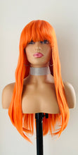 Load image into Gallery viewer, Clearance “Brandi” - 24” Long Straight Synthetic Wig w Bangs for Cosplay/Gaming/Events